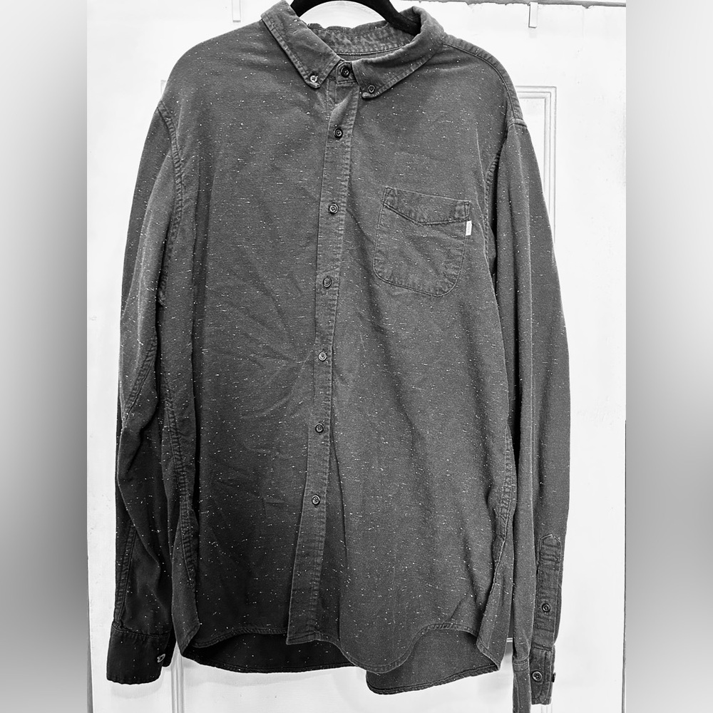 Black with white fleck Button-Up Shirt